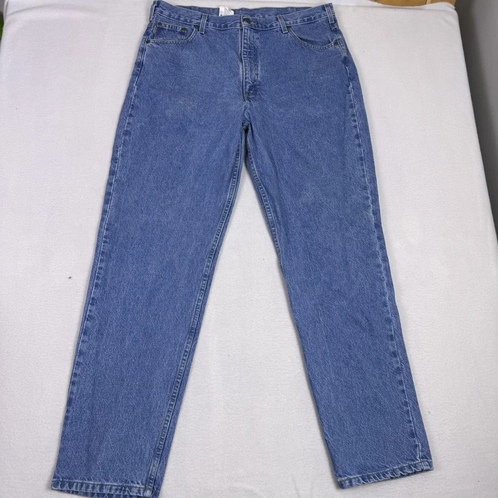 Carhartt B17‎ STW Mens 40x34 Relaxed Fit Tapered Leg Stonewash Denim Blue Jeans